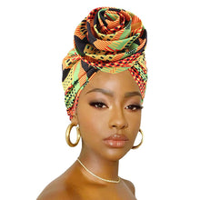 Load image into Gallery viewer, New Satin Lined Pre-Tied African Pattern Knot Headwrap
