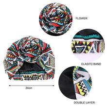Load image into Gallery viewer, New Satin Lined Pre-Tied African Pattern Knot Headwrap