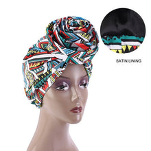 Load image into Gallery viewer, New Satin Lined Pre-Tied African Pattern Knot Headwrap