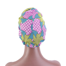 Load image into Gallery viewer, New Satin Lined Pre-Tied African Pattern Knot Headwrap