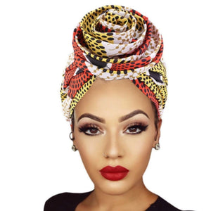 New Satin Lined Pre-Tied African Pattern Knot Headwrap