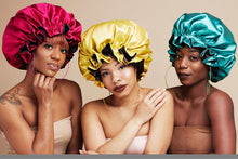 Load image into Gallery viewer, Reversible Satin Bonnet For Kinky, Curly or Springy Hair
