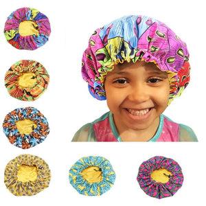 Kids Adjustable African Print Ankara Satin Bonnet Sleep Cap (Age 2-7)