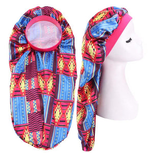Ladies-African Print Long Bonnet