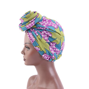 New Satin Lined Pre-Tied African Pattern Knot Headwrap