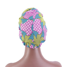 Load image into Gallery viewer, New Satin Lined Pre-Tied African Pattern Knot Headwrap
