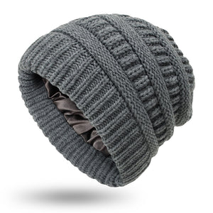 Knitted Satin Silk Lined Beanie Hat