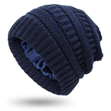 Load image into Gallery viewer, Knitted Satin Silk Lined Beanie Hat

